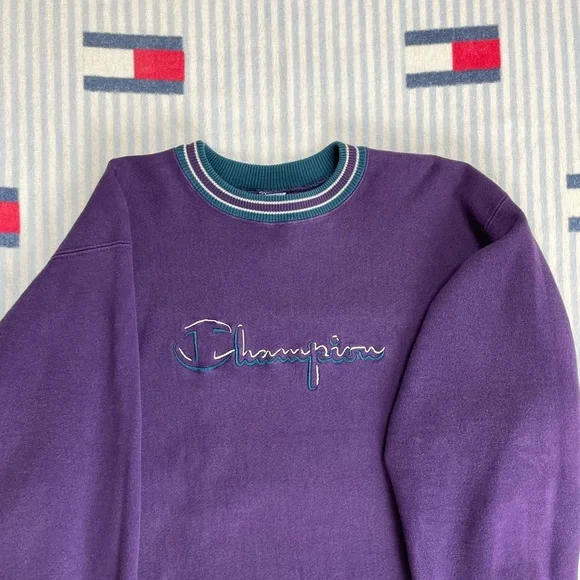 Vintage Champion Reverse Weave embroidered Spellout crewneck sweatshirt - Picture 3 of 11